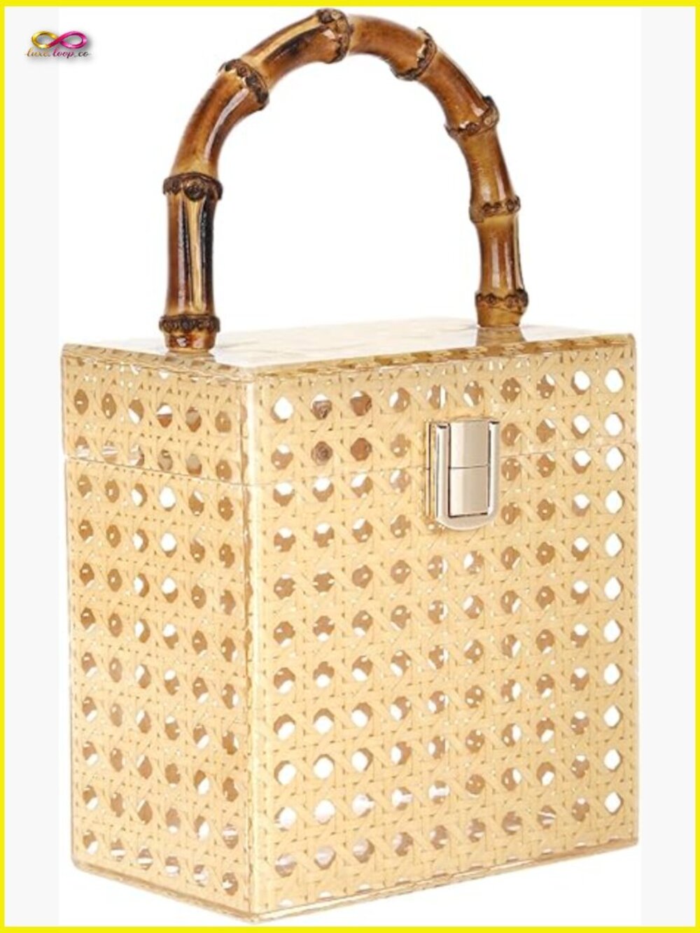 Acrylic Clutch Purse Wicker Rattan Handbag Top Handle Formal Prom Party Mini Bag